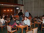 In the lobby. Everyone busy checking their emails? Frank Schlottmann-Goedde in the grey pullover.